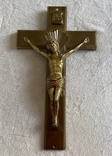 Crocifisso INRI vintage Parsons #14 bronzo metallo croce religiosa da parete 14”x 8”