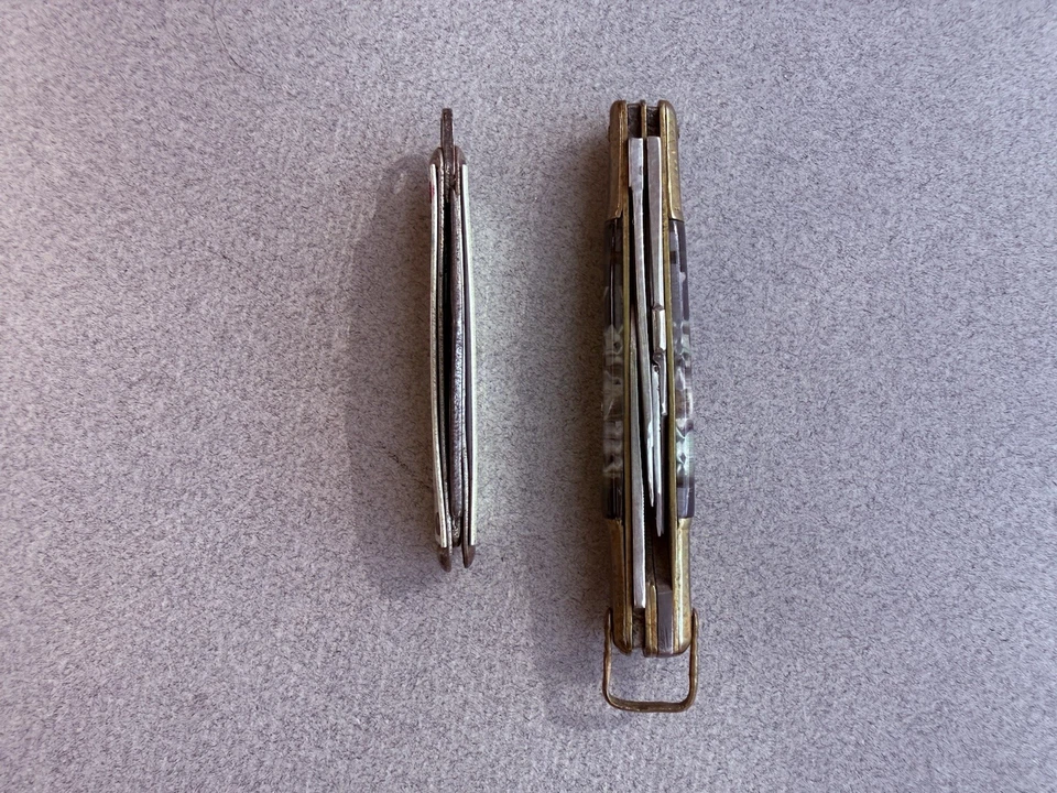 ANTIQUE Pocket Knife Ladies Pen Knives Hand Painted Music Design Scissors Floral - Image 4 of 4