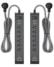 2 Pack Surge Protector Power Strip with 6 Outlets 4 USB Ports 5-Foot Long Hea...