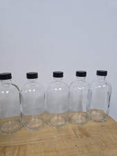 12-Pack Clear Glass Bottles with Black Caps 8 Oz