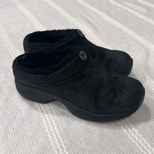Merrell Encore Ice Womens Clogs Size 7 Black Suede Fleece Lined Mules Shoes