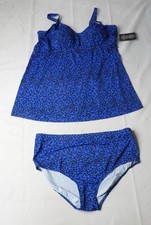 Swimsuits For All Women's Plus 2-Piece Swim Dress EH6 Blue Size 24 3X NWT