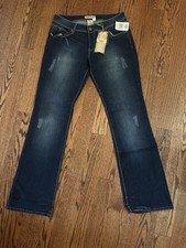 YMI Women s Distressed Dark Wash Bootcut Deni...