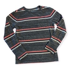 Cat Jack Grey White Pink Striped Long Sleeve Shirt With Pocket Size M 8 10