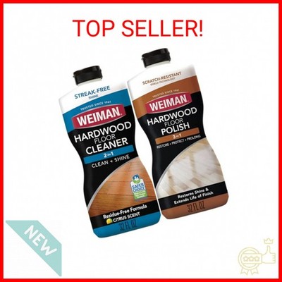 Weiman Hardwood Floor Cleaner and Polish Restorer Combo - 2 Pack - High-Traffic