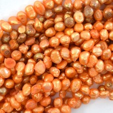 5mm orange freshwater pearl nugget beads 14.5" strand fwp