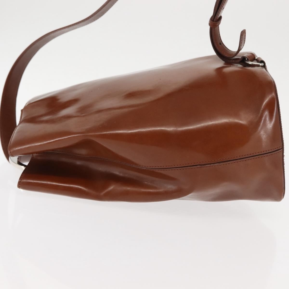 CARTIER PANTHERE Shoulder Bag Patent leather Brown Silver Auth bs29942 image 3