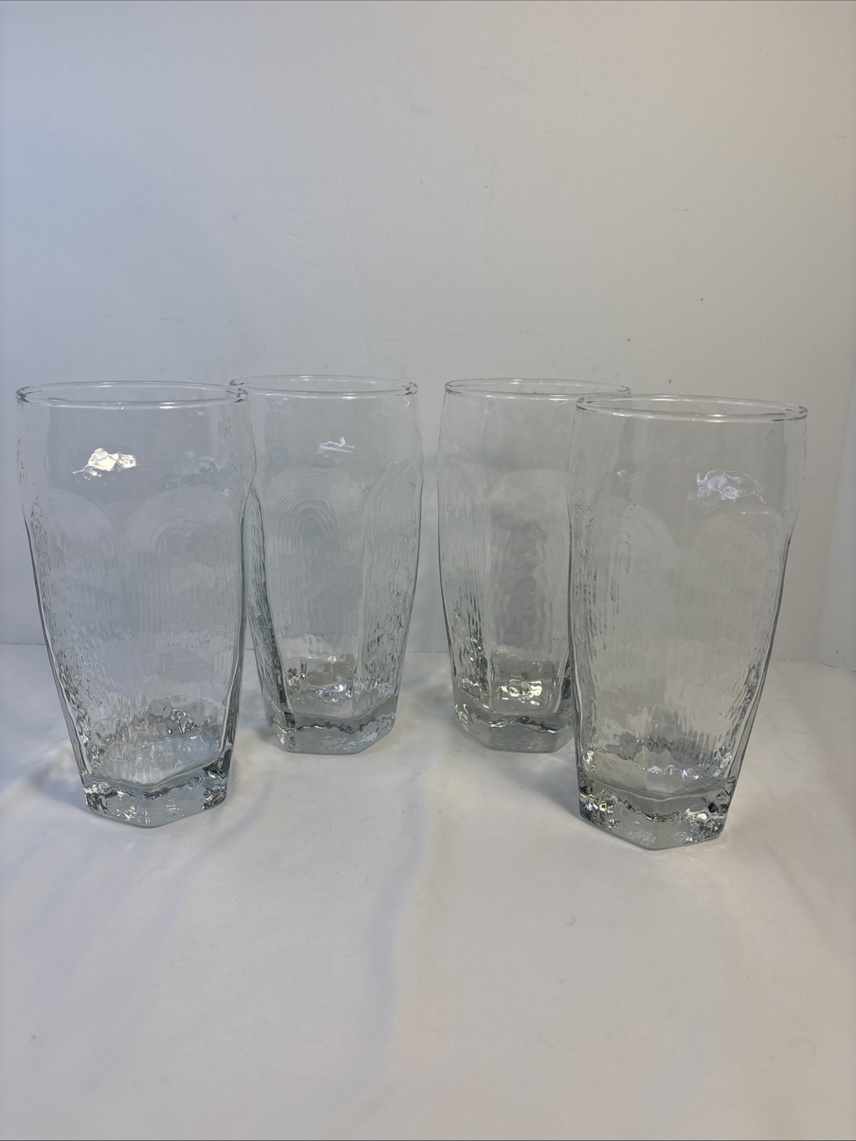 Set Of 4 Libbey Chivalry Clear 7” Flat Tumbler Glass Barware 22oz Vintage