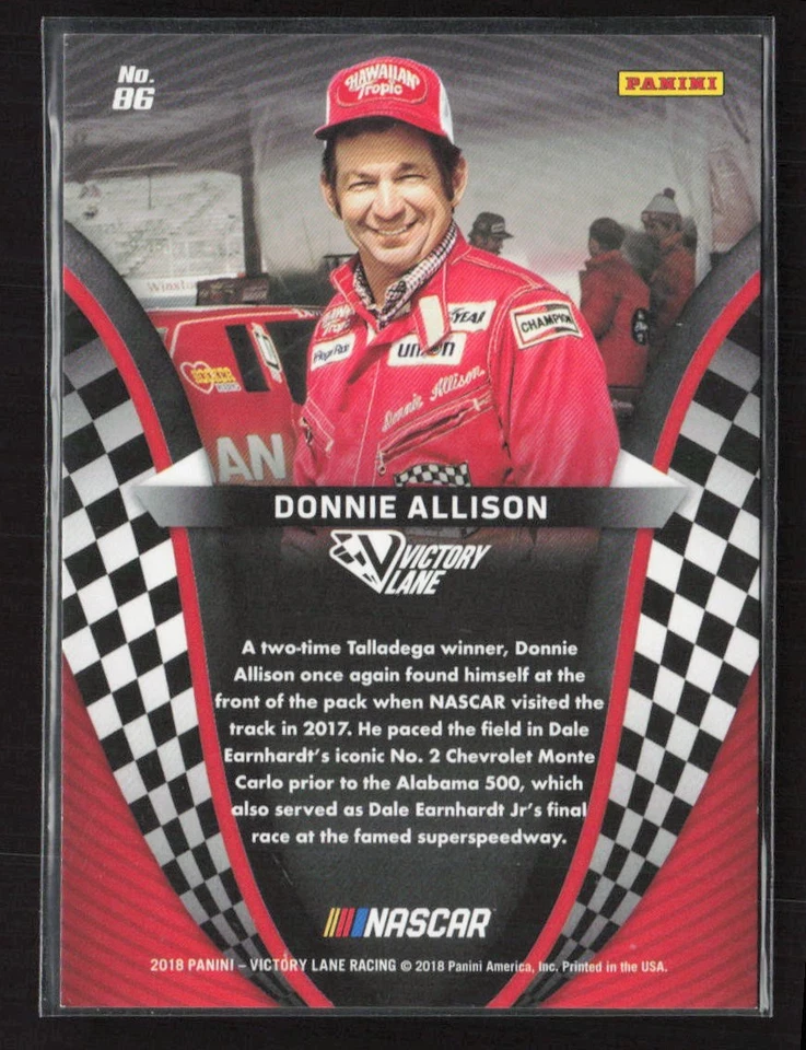 2018 Panini Victory Lane #86 Donnie Allison Pedal to the Metal Blue #/25 (J) - Image 2 of 2