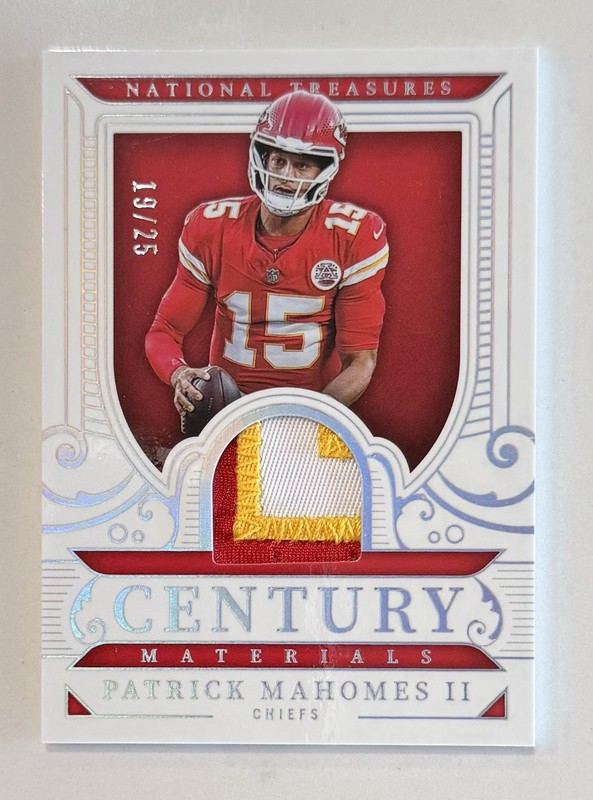 2025 Panini National Treasures PATRICK MAHOMES II Century Materials /25 Chiefs!