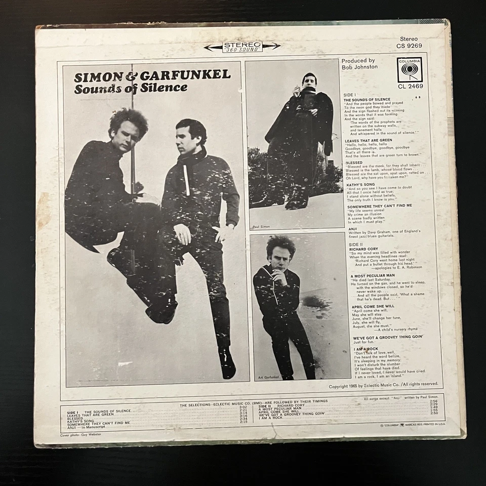 Simon & Garfunkel–Sounds of Silence–(1966, LP) Columbia–CS9269: Stereo: VG - Imagem 2 de 4