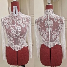 Bolero Topper Jacket for Bride Appliques Lace Beading Wedding Dress Long Sleeves