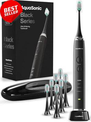 Electric Toothbrush Black Series 8 Heads Travel Case 4 Modes Smart Timer