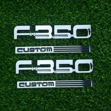 2pcs F350 + 2pcs custom For 87-91 Emblem Name Plate Fender Badges Chrome Black
