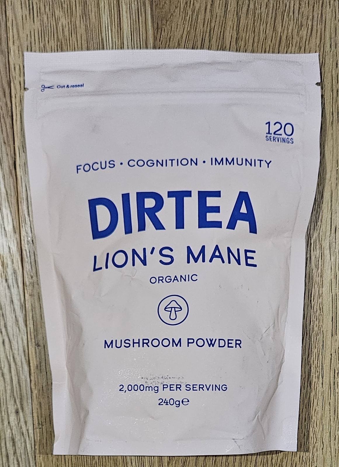 Dirtea Lion’s Mane Mushroom Powder 2000mg Per Serving-- 120 Servings
