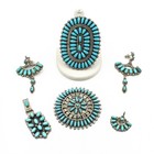 Southwest Signed Sterling Turquoise Petit Point Ring Earrings Lot of 5 #S5419-5 — photo 1