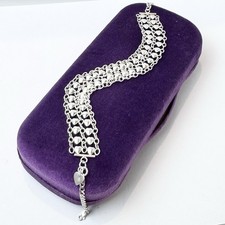 Sterling Silver 925 Double Strand Heart Design, 12.25&rdquo; Ankle Bracelet  14.3 Gr