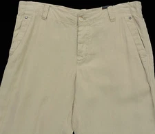 Men's PERRY ELLIS Khaki / Sand Linen Pants 36 30 NEW NWT Awesome!