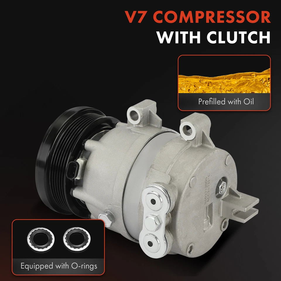 AC Compressor with Clutch for Oldsmobile Intrigue 1999 2000-2002 V7 Style 2-Pin - Image 3 of 4