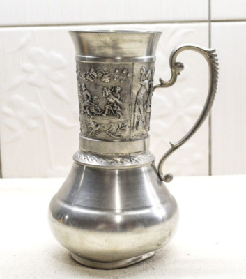 Pewter Wine or Water Pitcher Jug, Bedside Carafe 95% Artina Zinn VINTAGE German