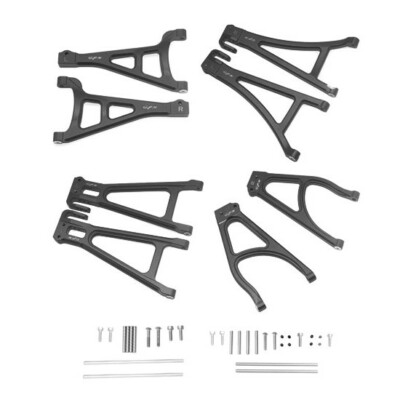 GPM Black Aluminum Complete Suspension Arm Set for Traxxas E-Revo 2.0 Brushless
