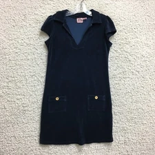 Juicy Couture Dress Medium Adult Blue Mini V Neck Short Sleeve Pockets Womens M