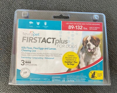 TevraPet FirstAct Plus for Dogs 89-132 lbs, 3 doses Kills Flea Tick