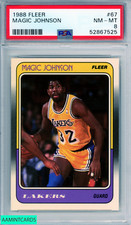 1988 FLEER MAGIC JOHNSON #67 HOF LOS ANGELES LAKERS PSA 8 NM-MT