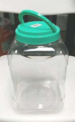 1g Container 1G Storage Square Canister Container Clear Plastic Jars Lids Handle ...