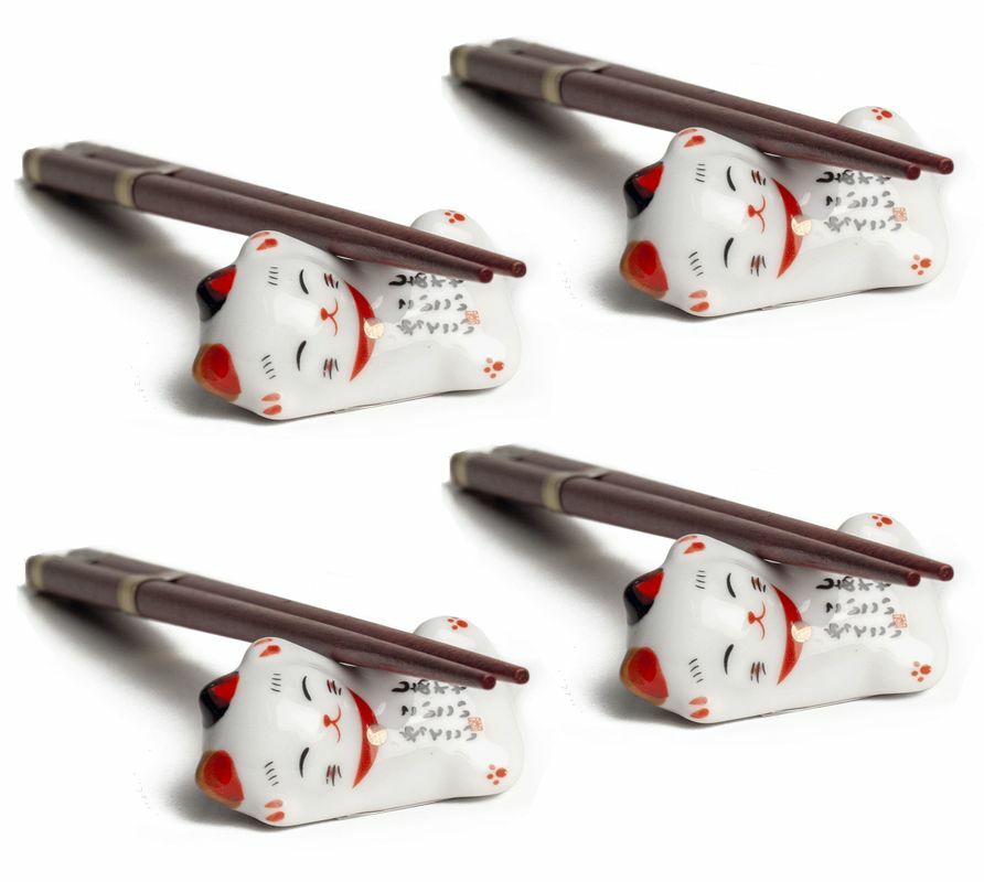 10 Stück Japanische Essstäbchenhalter Aus Keramik - Glückskatzen Design, Süße Deko Für Tisch & Küche