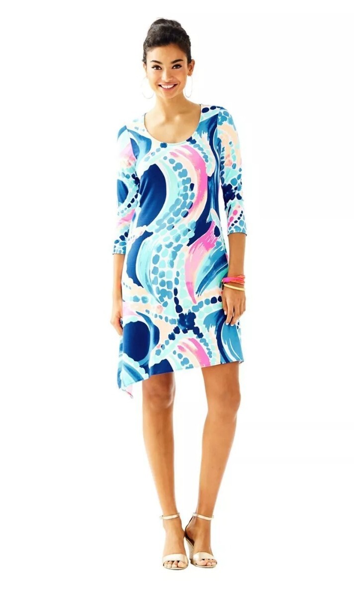 Lilly Pulitzer Womens Ariana Swing Dress (Multi Ocean Jewels) (Size XS)