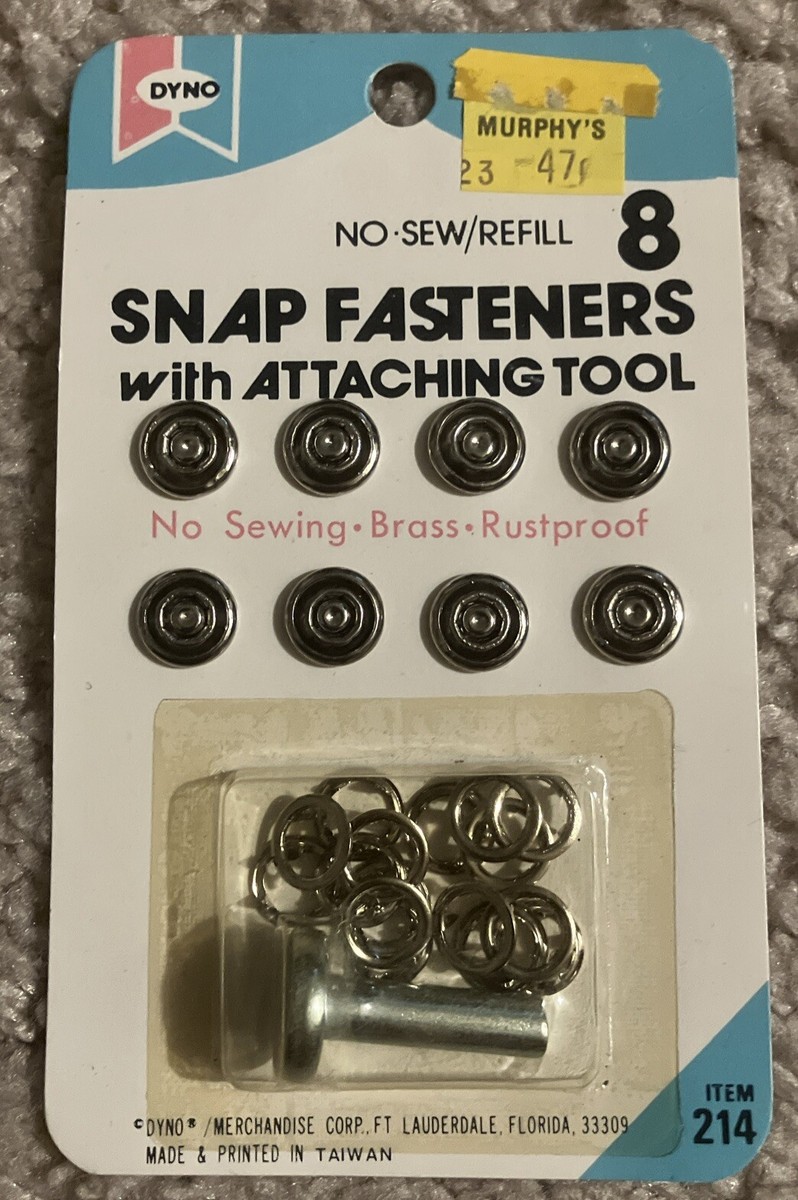Vintage Dyno Decorative Snap Fasteners With Attaching Tool Silver