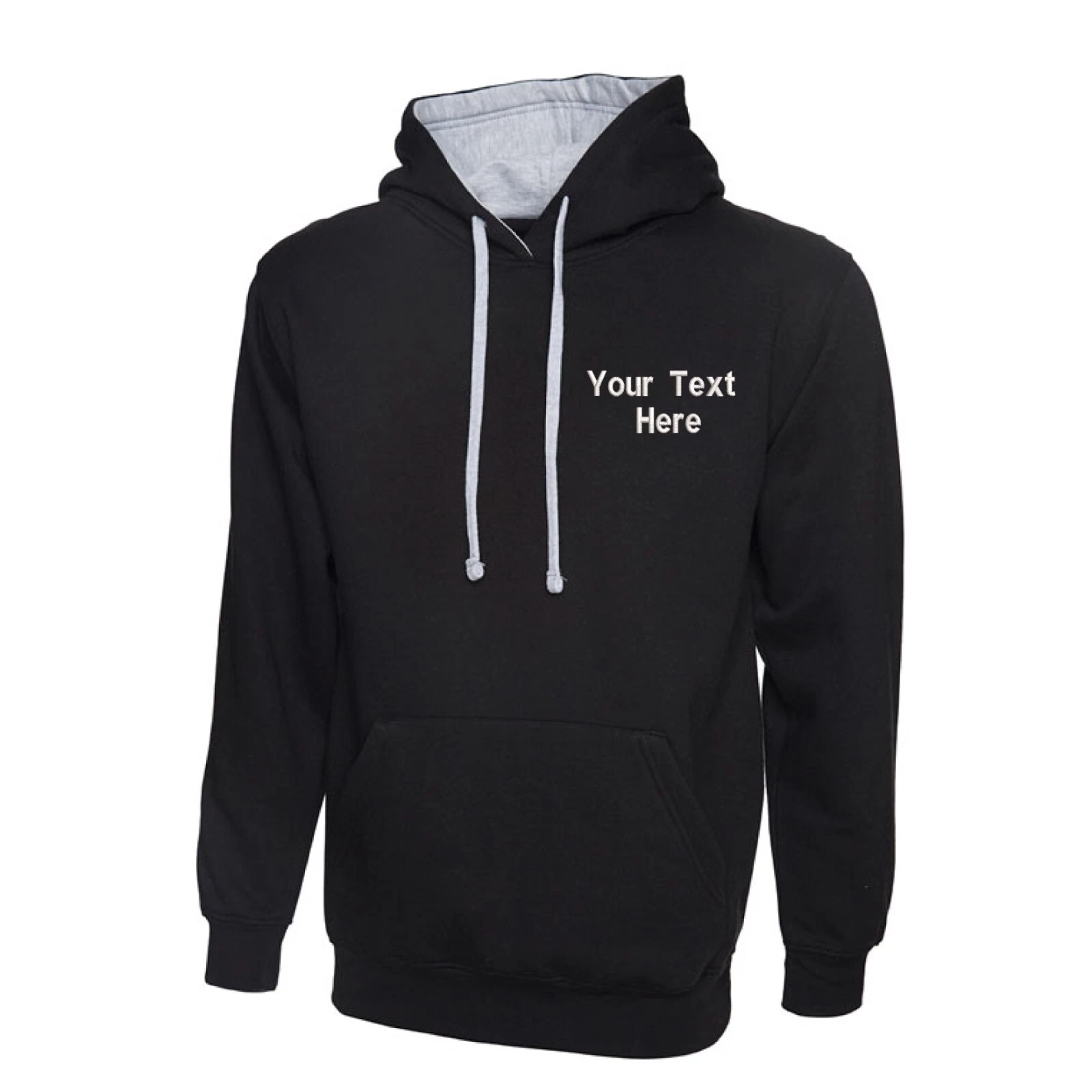 Personalised Custom Embroidered Contrast Hooded Sweatshirt Unisex Outdoor Casual