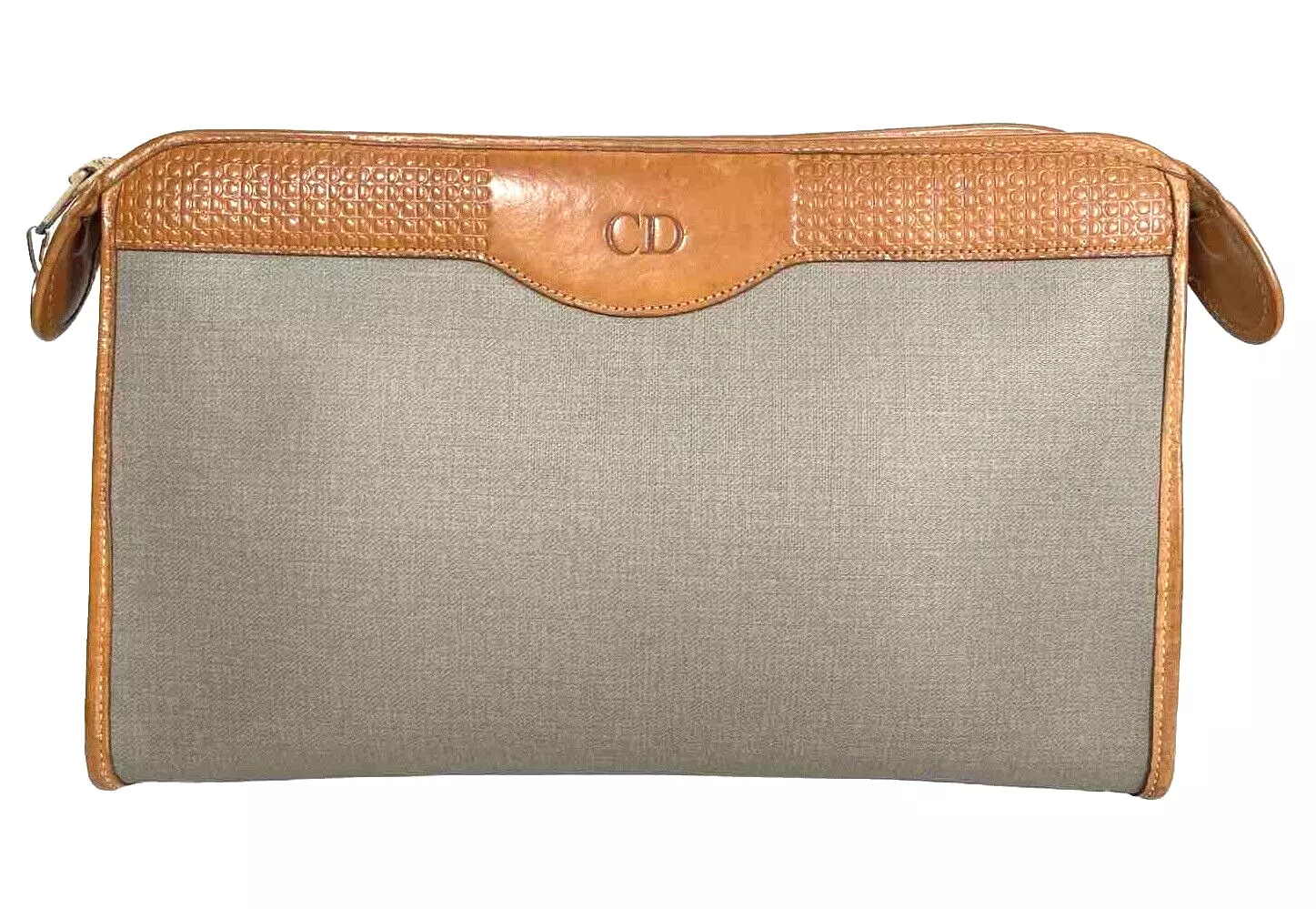 Sac à main pochette Christian Dior vintage cuir gris