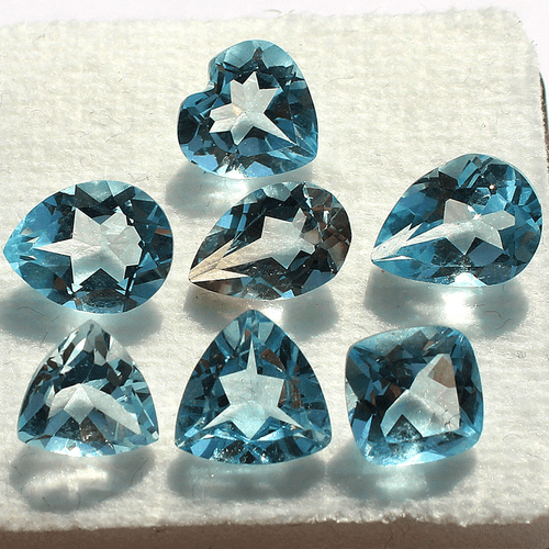 VVS 7 Pcs Natural Blue Topaz Untreated 7.1mm-9.4mm Mix Faceted Cut Gemstones Lot - Picture 11 of 12