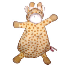 WubbaNub GIRAFFE Yellow with Brown Spots Rattle Security Blanket 14in Flat
