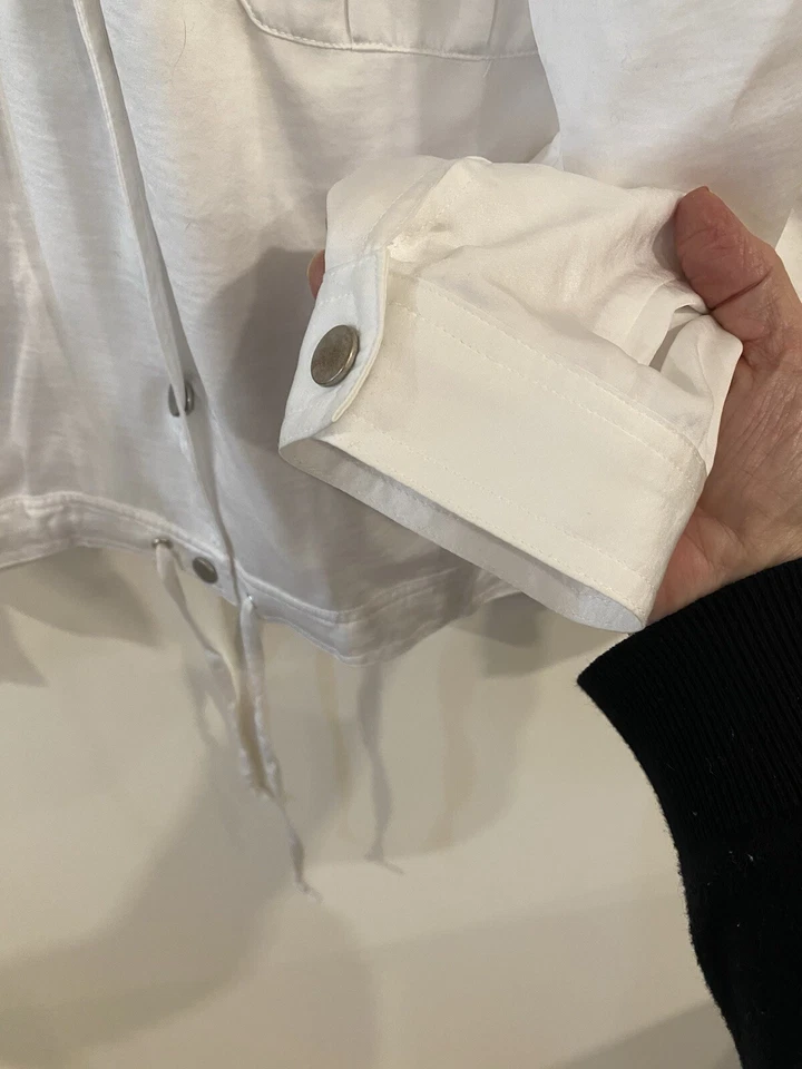 Sejour Nordstrom White Polyester Satin Jeans Style Jacket-16W - Image 4 of 4