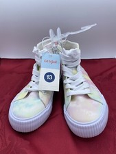 Girls Tie Dye Lace Up Zipper Sneakers High Top Size 13 Kids BRAND NEW