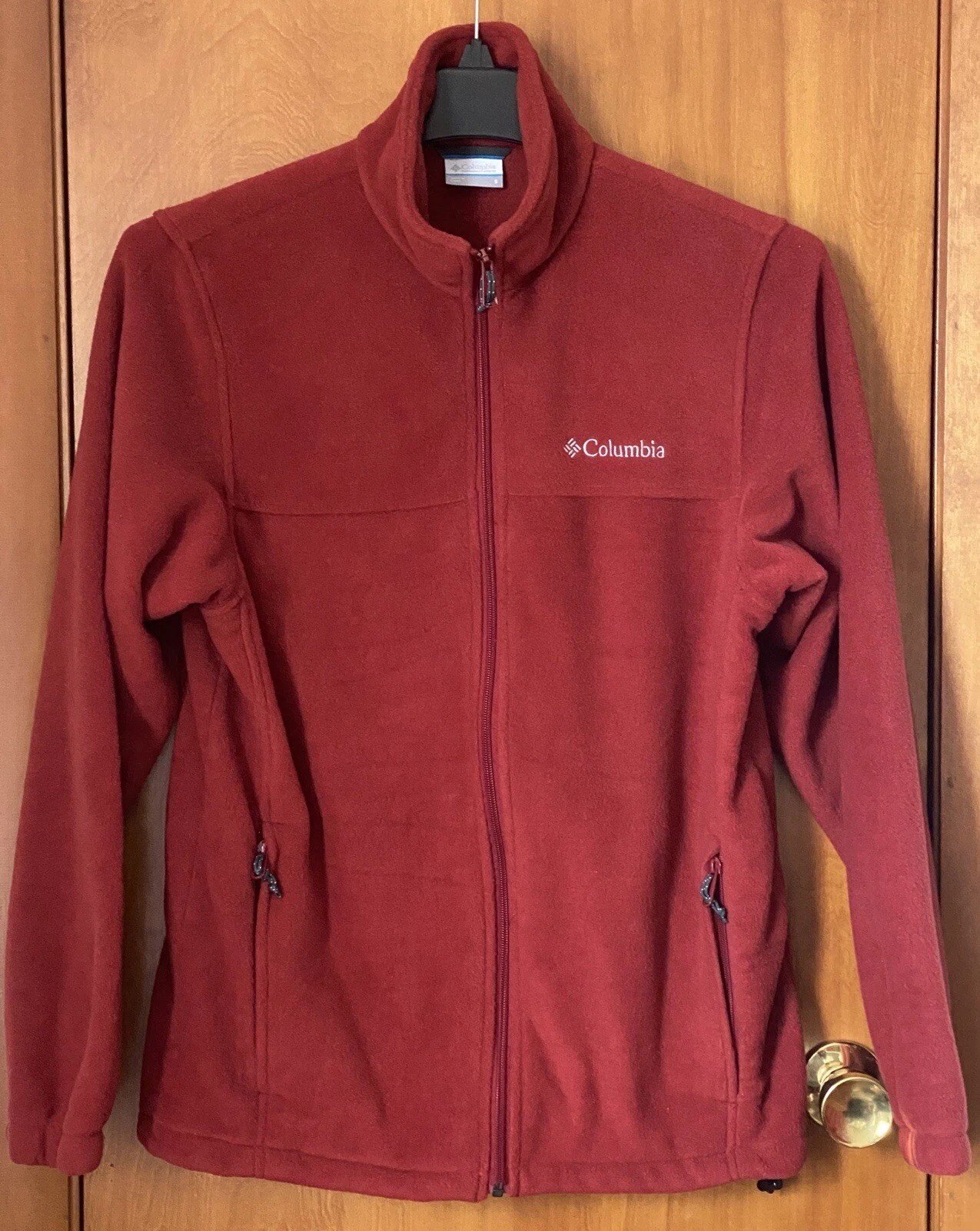 Columbia Sportswear Red Fleece Jacket Full Zip Pockets Sz S