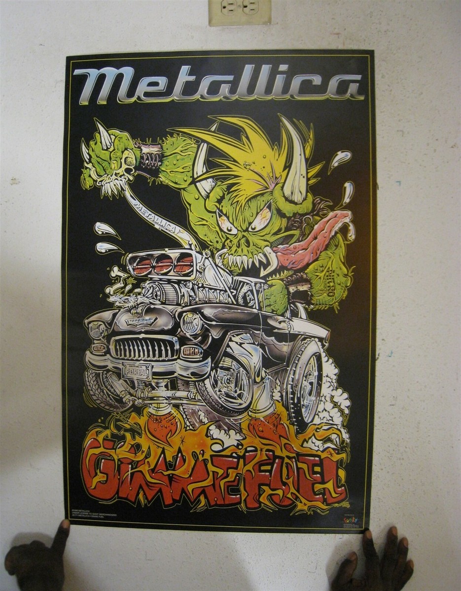 Metallica Poster Gimme Fuel Horned Green Monster Four Wheeling | eBay