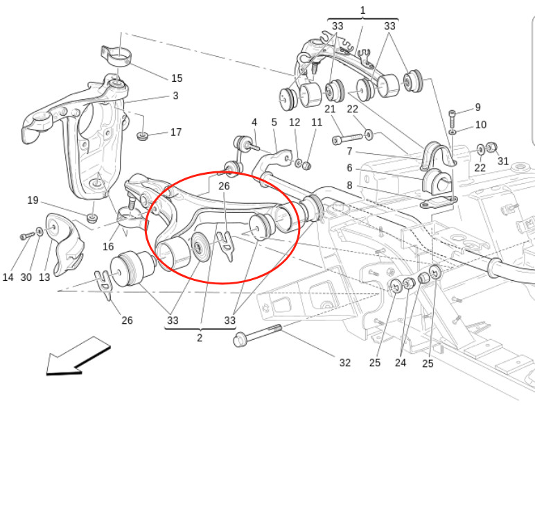 Front Lower Right Control Arm for Maserati Quattroporte GT GC 980139893