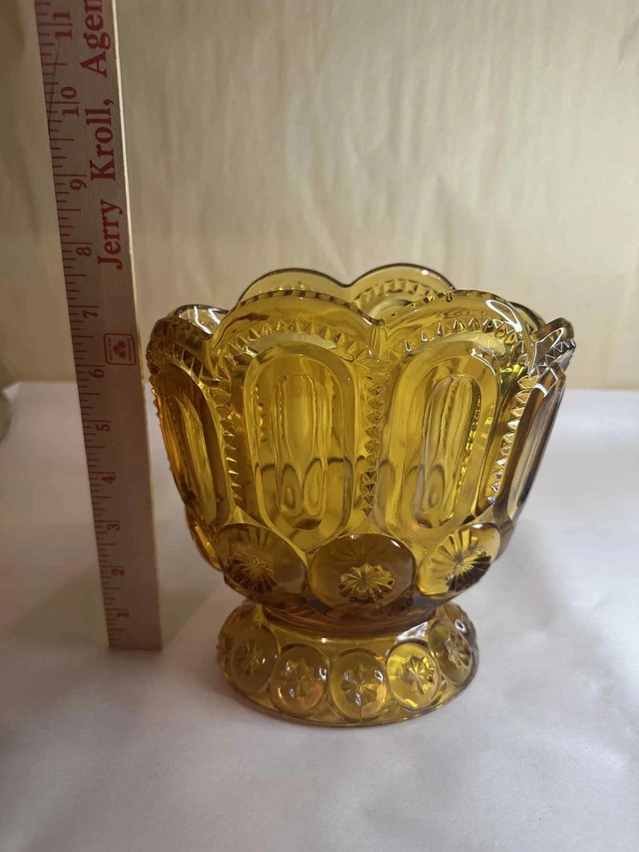 Moon and Star Amber Fan Vase RARE - Imagem 3 de 3