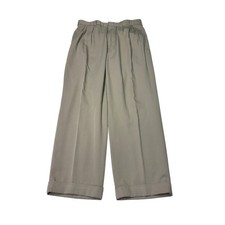 VTG Polo Ralph Lauren Pleated Trousers Tan Khaki Tencel Blend Mens 34x29 Cuffed