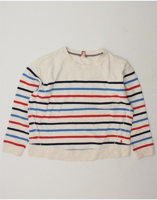 Joules Damen Oversize Sweatshirt Pullover UK 14 Large weiß gestreift Baumwolle DP03
