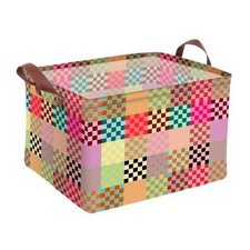 Storage Basket Waterproof Canvas Toy Storage Bin Checkered Colorful Checkered