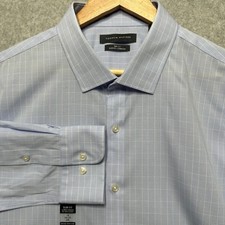 Tommy Hilfiger THFlex Mens Slim Fit Stretch Dress Shirt Blue Plaid 18 34/35 2XL