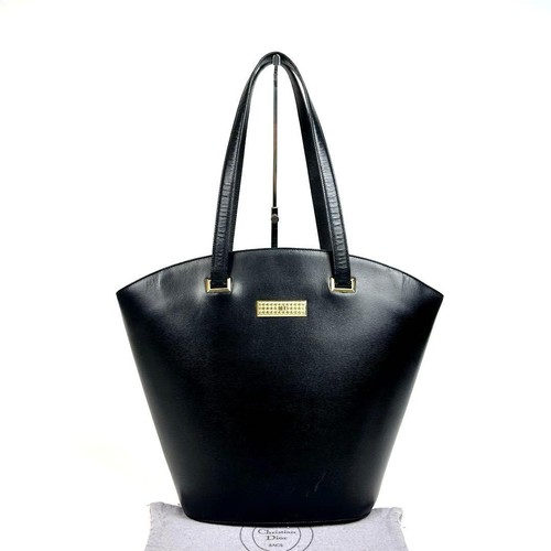 Christian Dior Vintage Leather One Shoulder Bag Black Unisex From Japan