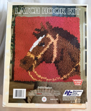 Vintage NYC National Yarn Crafts Latch Hook Kit STALLION Horse P459 12" x 12"