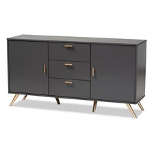 Baxton Studio Kelson Dark Grey and Gold Finished Wood 2-Door Sideboard Buffet
