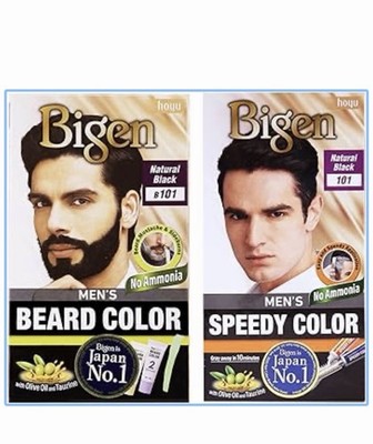 Bigen Beard 101 & Herren Speedy Haarfarbe 101 (2er Pack), Natural Black